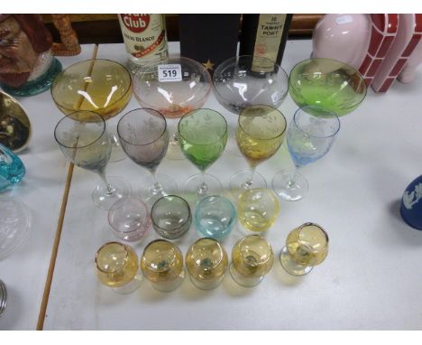 Collection of vintage coloured glass
