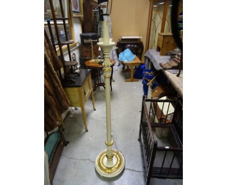 Painted cream and gilt standard lamp