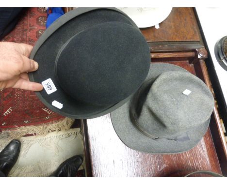 Vintage Celtic Brand Bowler Hat size 6 3/4 together with a Trilby Hat