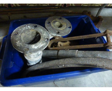 Group of metal to include fir place, pipe work, vice etc