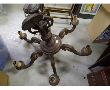 Substantial Oak Six Branch Central Light Fitting