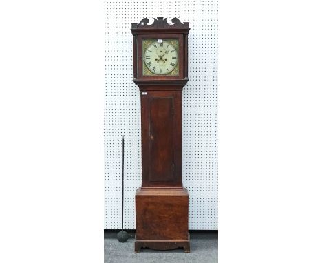 A GEORGE III MAHOGANY LONGCASE CLOCKThe painted 12 inch dial with Roman numerals and indistinctly signed with a maker’s name 