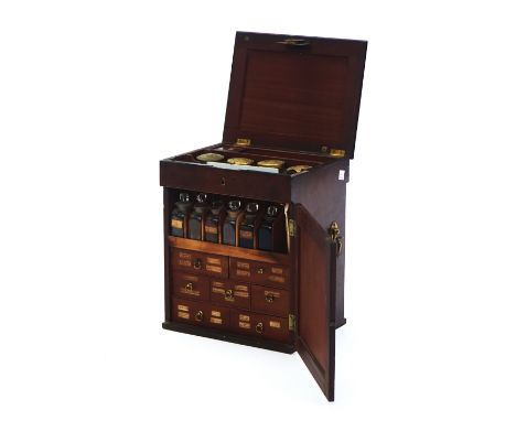 A 19TH CENTURY MAHOGANY CASED APOTHECARY CABINETWith extensive fitted interior, 27cm wide; 31cm highCondition report:&nbsp;Va