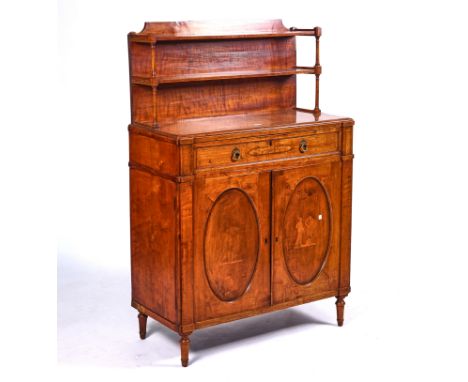 A 19TH CENTURY MAHOGANY CHIFFONIER WITH PEN WORK DECORATIONWith later alterations, 90cm wide; 137cm highCondition report:&nbs