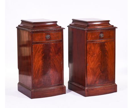 A PAIR OF 18TH CENTURY STYLE MAHOGANY PEDESTALSWith caddy top over drawers and cupboards, 51cm wide; 100cm high (2)Both cabin