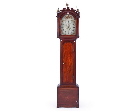 A GEORGE III OAK LONGCASE CLOCKThe painted arched 12in dial with date aperture and subsidiary seconds dial, signed 'CHRISTMAS