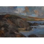 Attributed to James Naughton (b.1971, British), oil on board, 'Coastal Study' (Roseland