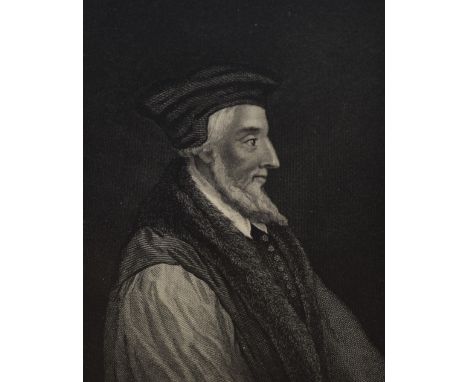 An assorted collection of monochrome and other engravings, to include a steel engraving of Bishop Latimer, after John Rogers 
