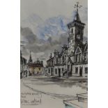 Frank Watson (20th Century), pen wash, 'Auchtermuchty, Fife', signed to the lower left, framed,