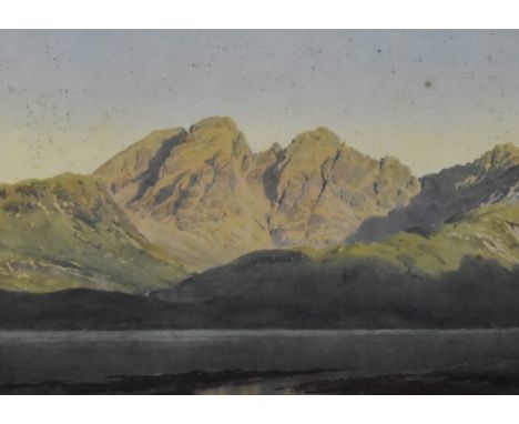After Bernard Eyre-Walker (1887-1972, British), coloured print, 'Dawn Light on Blaven', Isle of Skye, framed, mounted, and un