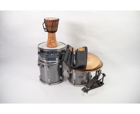 PERCUSSION RELATED INSTRUMENTS TO INCLUDE; REMO SNARE DRUM, 2 Remo Emperor DRUMS, VARIOUS CYMBALS, HIT HAT, CRASH, manufactur