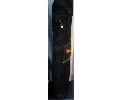 FOX MATCH HOLDALL, FOUR BANK STICKS, Mentor TACKLE BAG, Telescopic tilt UMBRELLA, with anchor lines 48" and a telescopic shoo