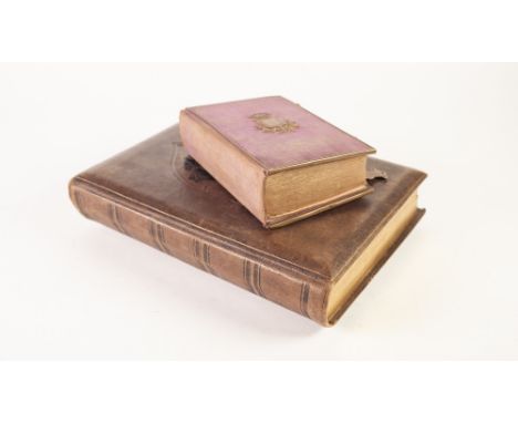 LATE VICTORIAN EMBOSSED BROWN LEATHER AND BRASS MOUNTED MUSICAL PHOTOGRAPH ALBUM, of ten leaves containing mainly family port