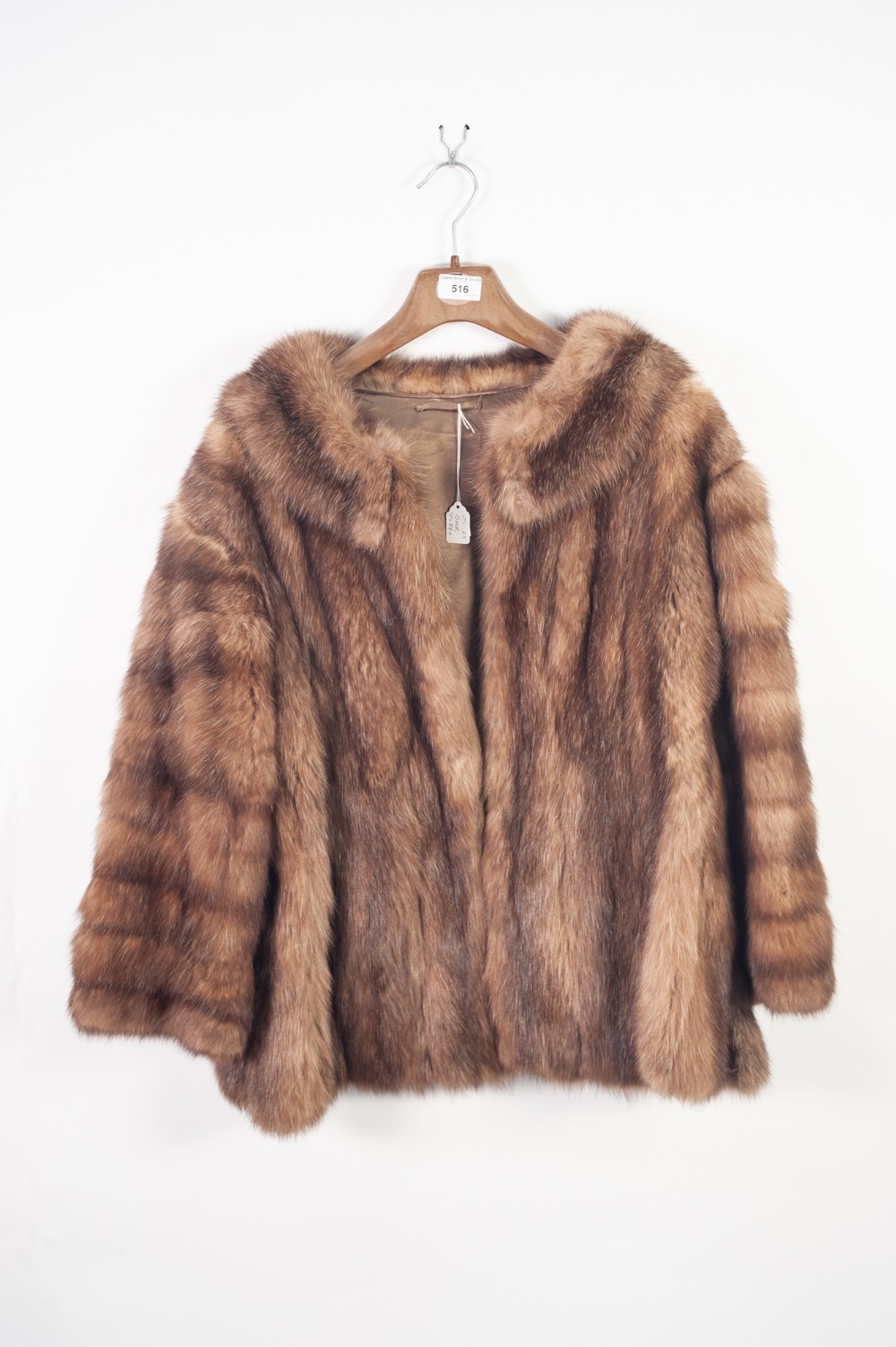 LADY'S STYLISH DYED MUSQUASH FUR JACKET, with fawn and brown horizontal