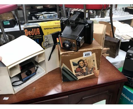 3 vintage Polaroid cameras and a Dejor Super 8 Reflex 'movie camera'