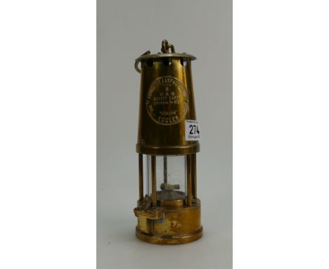 Brass Eccles type 6 safety miners lamp 