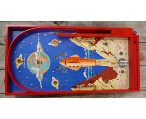 Unbranded 1960s Bagatelle table with cosmic decoration.