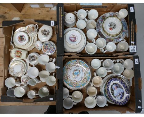 A large collection of royal commemorative items including cups, saucers, trinket boxes etc (3 trays)