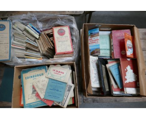A collection of maps to include, 'Ordnance Survey' one-inch-maps of British regions, tourist/travel guides and other geograph