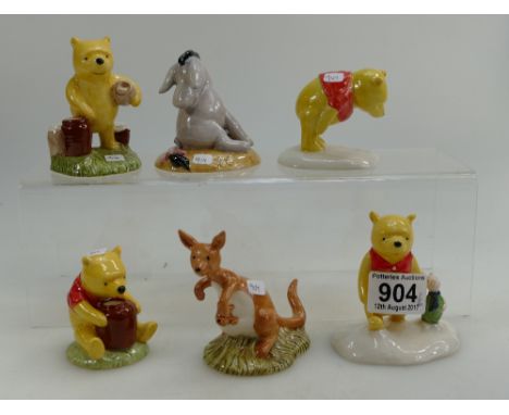Royal Doulton Winnie The Pooh figures, Winnie and Paw marks, Kanga and Roo, The More it Snows, Pooh counting the honey pots, 