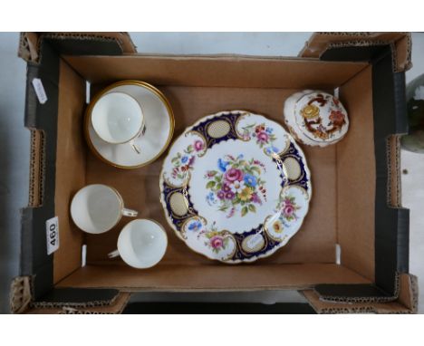 A collection of items to include hand painted Shelley decorative wall plates painted by H Pardor together with Minton coffee 