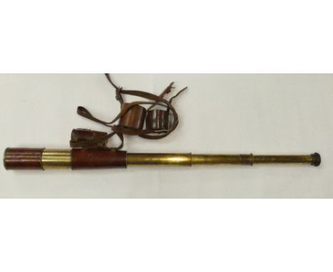 WW1 Leather and Brass Telescope Marked Tel Sig (MKIV also GS , R&J Beck Ltd London 1915 No 4605 (open length 92cm)