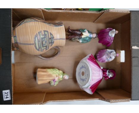 A good collection of mixed items to include Royal Cauldon Art deco large jug, Coalport lady figures, etc