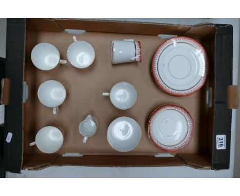 A collection of Wileman & Co Victoria shaped tea ware in pattern 3891 to include 5 cups, 6 saucers, 6 side plates, 2 cream ju