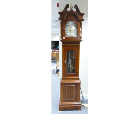 Modern mahogany long cased grandfather cloak 