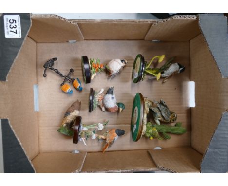 A collection of Country Artists resin figures (six boxed) to include Kingfishers, Mallard, mini long eared owl, Reed Bunting,