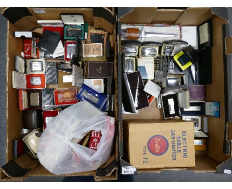 A mixed collection of cased cigarette lighters to include Dunhill, Rollagas case Ronson varaflame, Kingsway, Colibri executiv