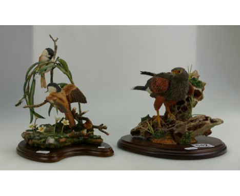 A collection of large Country Artists resin figures to include Harris Hawk and Reflections of Spring (Only one boxed) (2)