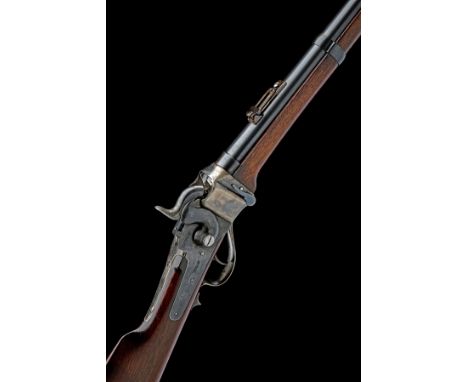 A .52 PERCUSSION BREECH-LOADING MODEL '1863 NEW MODEL' SHARPS CARBINE, no visible serial number, with blued 22in. barrel, blo