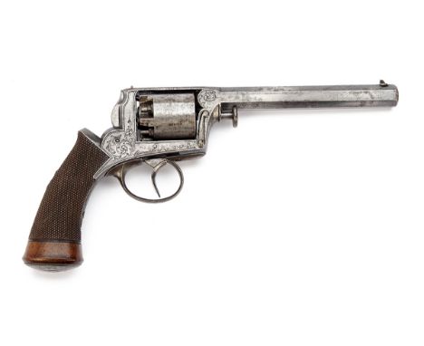 A 54-BORE PERCUSSION FRANCOTTE-PRODUCED 1851 ADAMS PATENT REVOLVER SIGNED LE PAGE, serial no. 7547, circa 1855, with octagona