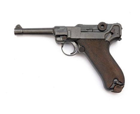 A RARE 9mm (PARA) DWM LUGER P08 SEMI-AUTOMATIC SERVICE PISTOL FOR THE LANDES POLITZEI, serial no. 36, issue no. LP428, with h