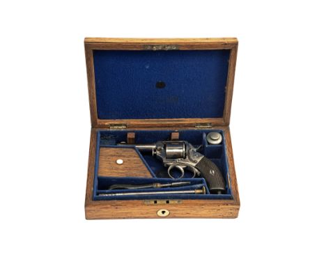 A CASED RARE .380 (RIMFIRE) P. WEBLEY No.1 (1 1/2) REVOLVER, serial no. 27160, circa 1881, with ovoid 3 1/8in. barrel, applie