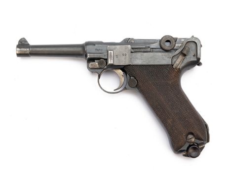A 9mm (PARA) LUGER P08 SEMI-AUTOMATIC SERVICE PISTOL SIGNED ERFURT, serial no. 6460, dated for 1918, with 4in. barrel, blued 