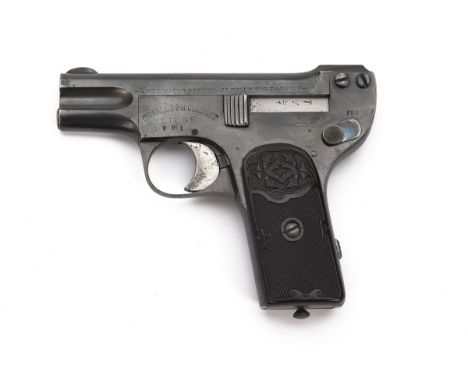 A RARE 5mm (CLEMENT) PATENT SEMI-AUTOMATIC POCKET PISTOL SIGNED C.H. CLEMENT, LIEGE, serial no. 3921, with a later holster, b