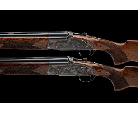 WEBLEY & SCOTT - A PAIR OF 12-BORE 'MODEL 3000' SINGLE-TRIGGER OVER AND UNDER HAND-DETACHABLE SIDELOCK EJECTORS, serial no. T
