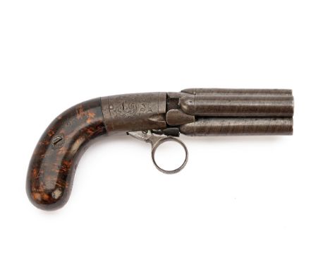 AN 80-BORE PERCUSSION MARIETTE'S PATENT PEPPERBOX REVOLVER, serial no. 60, Belgian circa 1850, with four laminated turn-off 2