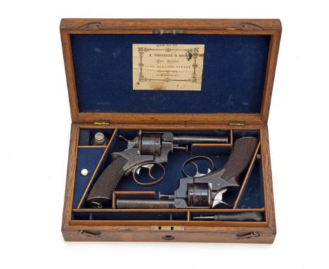 A FINE CASED COMPOSED PAIR OF .442 WEBLEY RIC MKI DELUXE REVOLVERS RETAILED BY VENABLES, OXFORD, serial numbered 7544 and 756