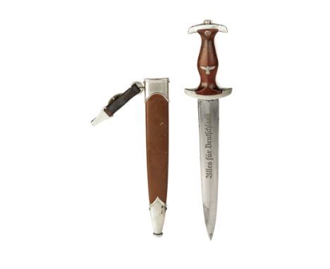 A GERMAN HOLBEIN DRESS DAGGER FOR THE S.A. ORGANISATION SIGNED J.A. SCHMIDT & SOEHNE, SOLINGEN, circa 1937, with double edged