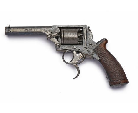 AN 80-BORE PERCUSSION TRANTER'S PATENT TRIGGER-COCKING REVOLVER, serial no. 34805T, third model circa 1856, with octagonal 4 