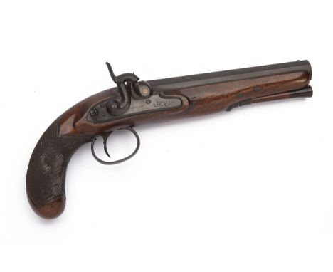 A 15-BORE PERCUSSION LIVERY PISTOL SIGNED H. NOCK, LONDON, no visible serial number, circa 1830 probably converted from flint