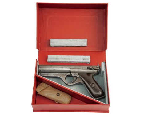 A .177 A.A. BROWN ABAS MAJOR CONCENTRIC-PISTON AIR PISTOL, serial no. 1296, in a later box, circa 1946, with 7 1/2in. tap-loa