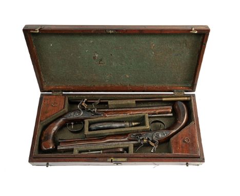 FORMERLY THE PROPERTY OF CAPT. MUNRO, 78TH (HIGHLANDERS) REGIMENT OF FOOT, WOGDON, LONDON - AN HISTORIC CASED PAIR OF 30-BORE
