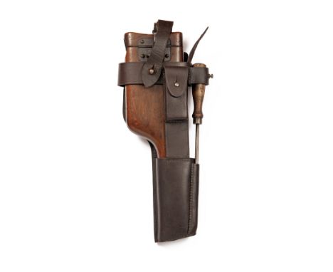 A HOLSTER-STOCK FOR A MAUSER C96 PISTOL, serial no. 10320, with a reproduction leather harness, probably for a 'Red Nine' cir