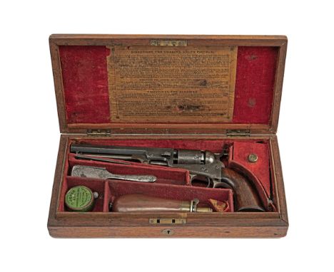 A CASED .31 PERCUSSION COLT LONDON 1849 POCKET REVOLVER, serial no. 1614, for 1854, with octagonal 6in. barrel signed on the 