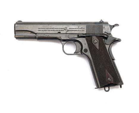A .455 (AUTO) COLT 1911 BRITISH CONTRACT SEMI-AUTOMATIC PISTOL, serial no. W102325, for 1917-18, with 5in. barrel, blued slid