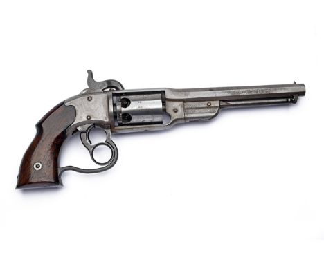 A .36 PERCUSSION SAVAGE-NORTH NAVY MODEL TRIGGER-COCKING RECIPROCATING REVOLVER, no visible serial number, circa 1863, with 7